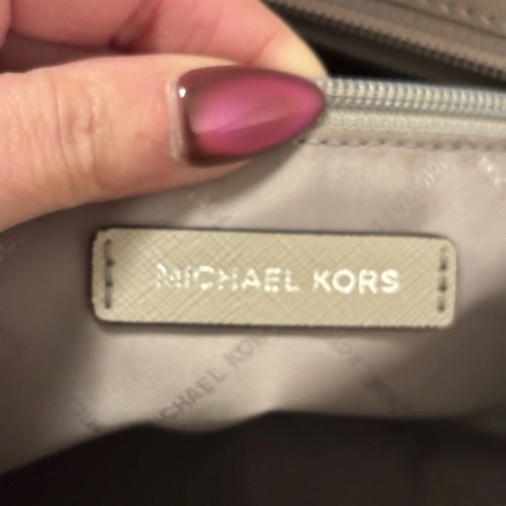 Michael Kors Gray/Very light Pink Studded Satchel